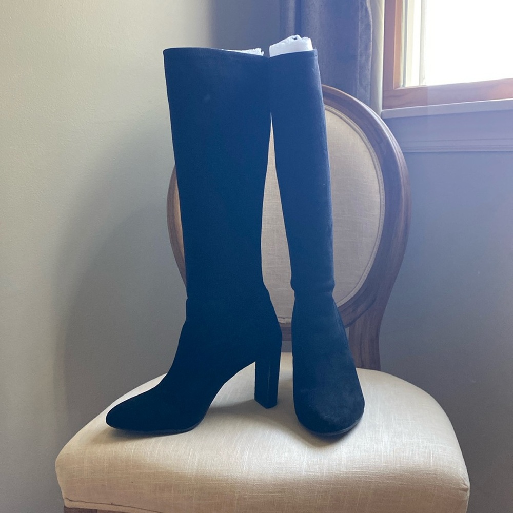 Vintage Nine West Black Suede-like Over the Knee Boots